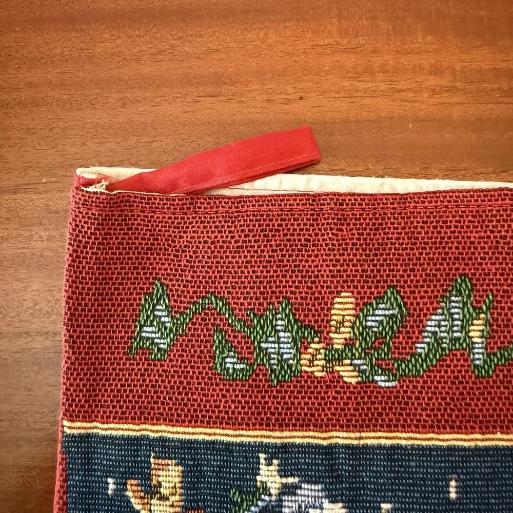 Vintage Tapestry Christmas Stocking Santa on Chimney – 18